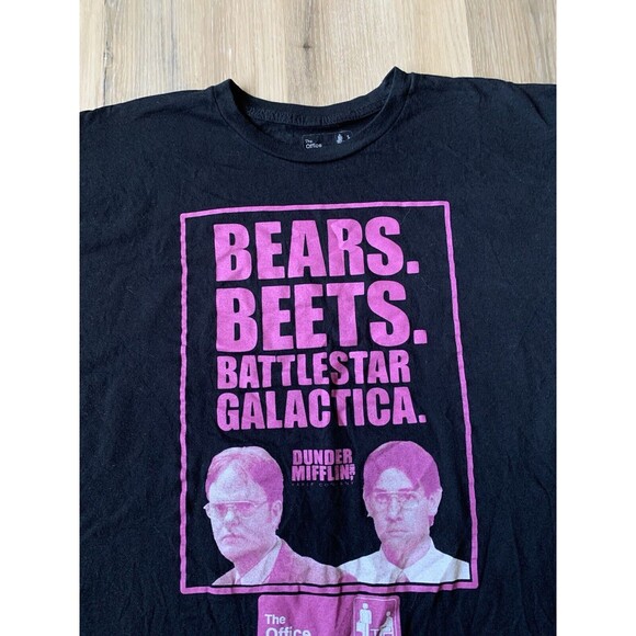 The Office Men's 2XL Black "Bears Beets Battlestar Galactica" T-Shirt - Picture 2 of 5
